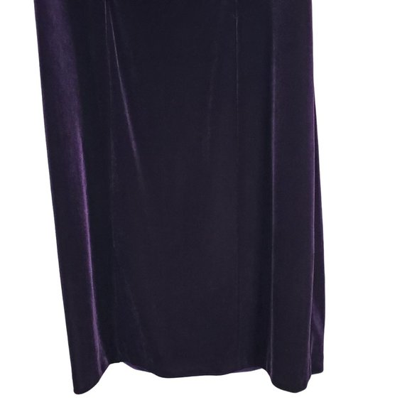 Connected Apparel Size 10 Dress Stretch Velvet Semi Fitted Rosette Trim Purple - Picture 6 of 9